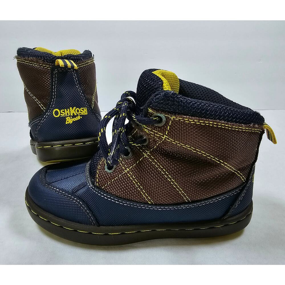OSHKOSH B'GOSH Duck Boots Blue Yellow Brown Toddler size 9M